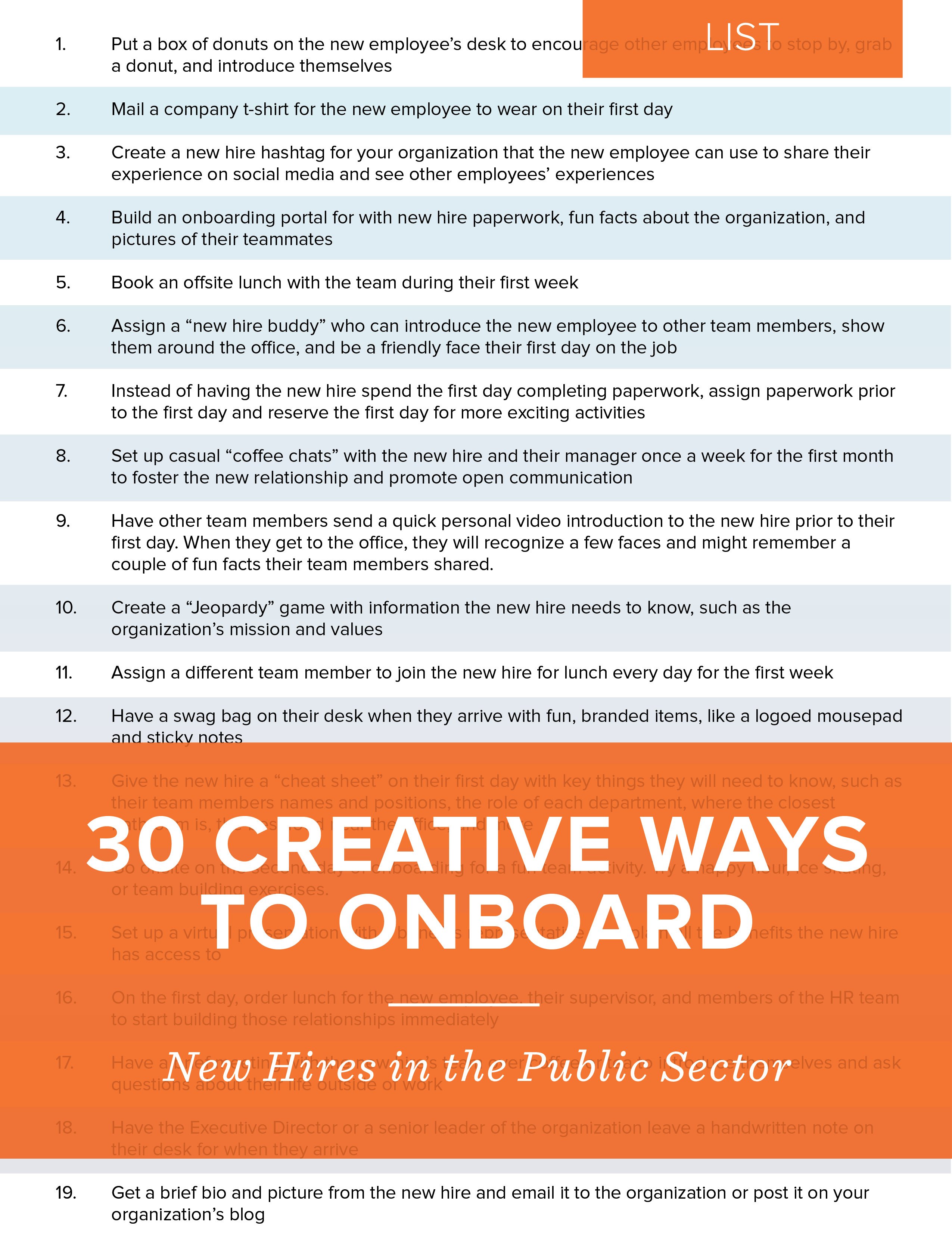NEOGOV List - 30 Creative Ways to Onboard